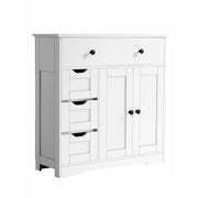 VEVOR 4-TIER WOODEN BATHROOM CABINET 2 DOORS 4 DRAWERS WHITE PREMIUM
