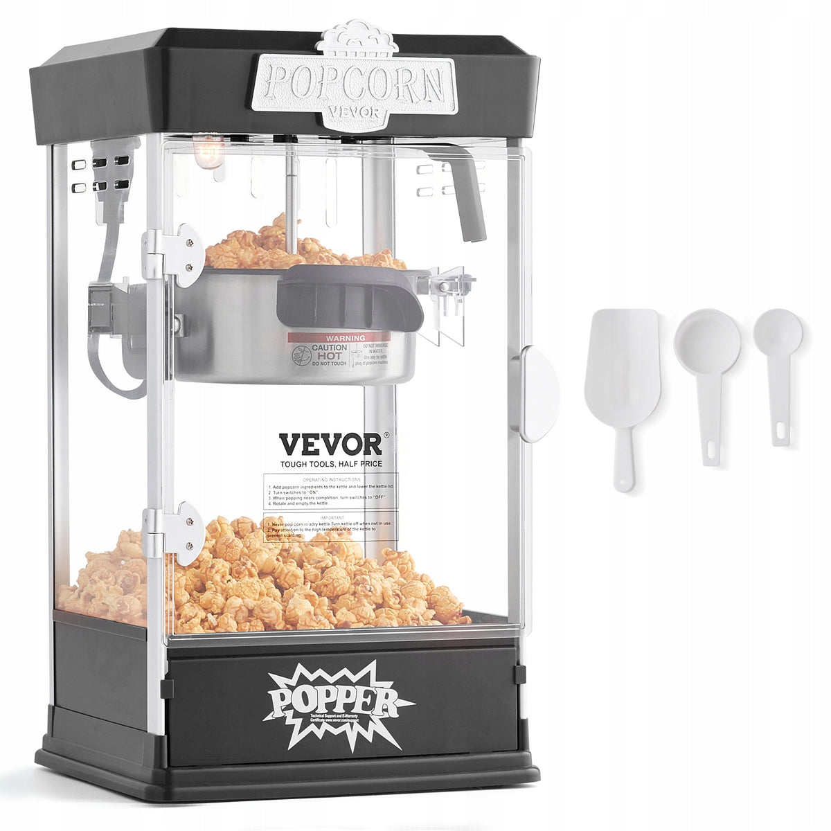 PROFESSIONAL POPCORN MACHINE VEVOR 480W BLACK 4OZ ACCESSORY SET