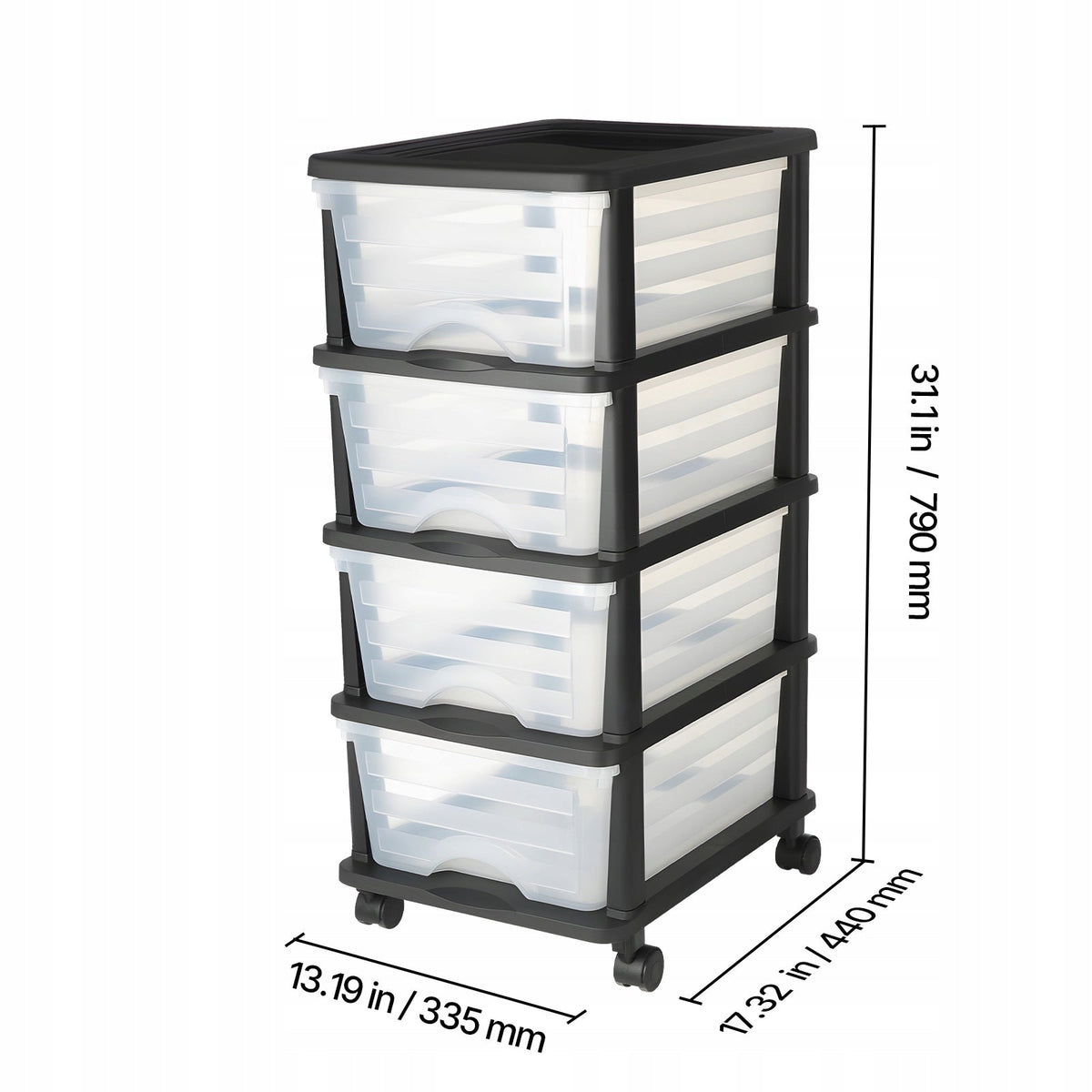 VEVOR CART WITH DRAWERS 4 DRAWERS 17L PLASTIC CABINET ON WHEELS STRONG