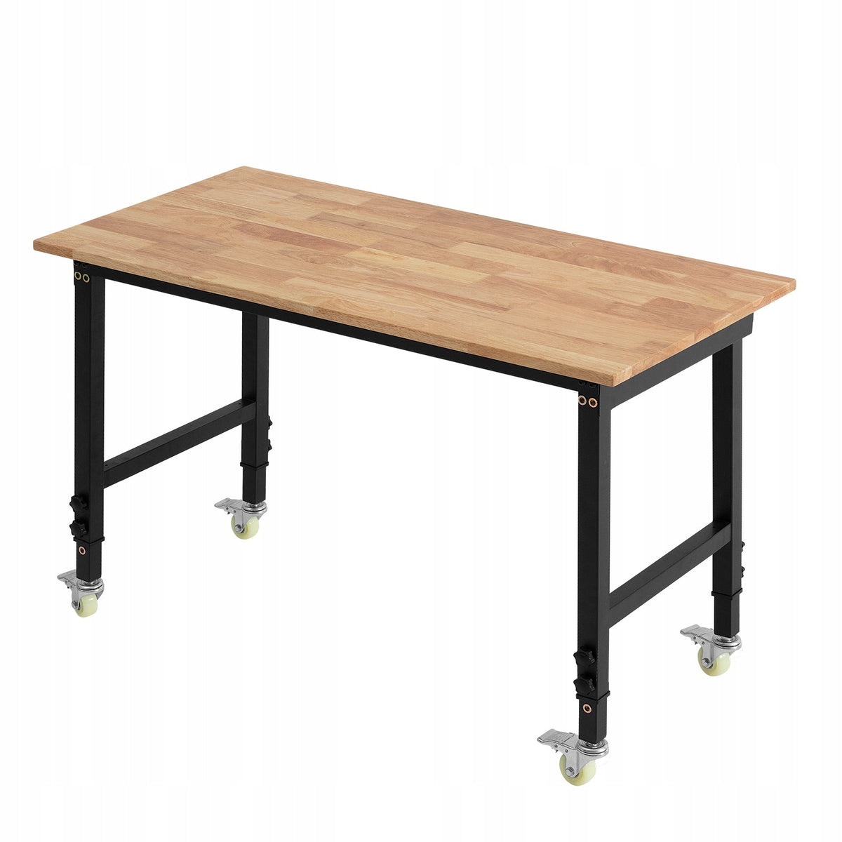 VEVOR WORKBENCH 680 KG OAK TOP 122X60 CM ADJUSTABLE ON CASTERS