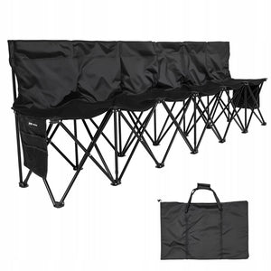 VEVOR PORTABLE 6-SEATER CAMPING BENCH WITH POCKETS AND CARRY BAG BLACK