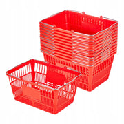 VEVOR ROBUST SHOPPING BASKET 12 PCS 21L FOLDABLE METAL HANDLES RED