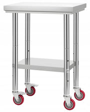 VEVOR STAINLESS STEEL WORK TABLE 61X45 CM ADJUSTABLE STURDY