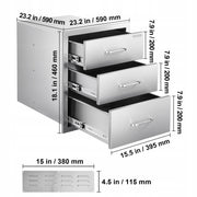 VEVOR 46X59X59 CM STAINLESS STEEL PROFESSIONAL OUTDOOR KITCHEN DRAWERS
