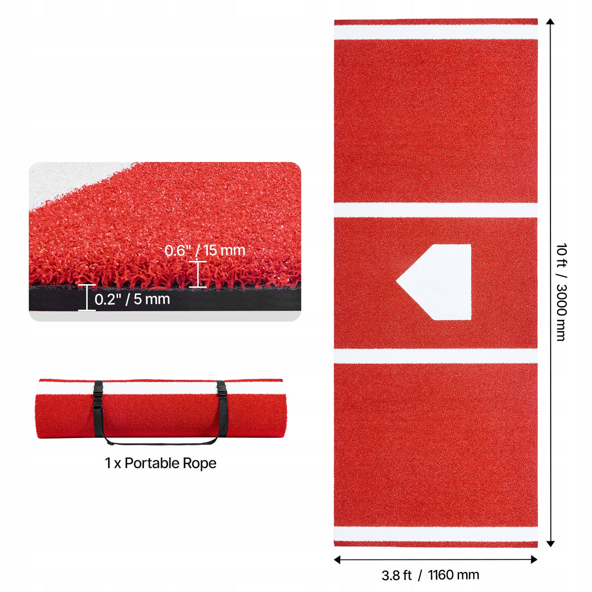 PROFESSIONAL BASEBALL TRAINING MAT VEVOR 300X116 CM NON-SLIP