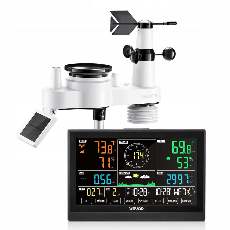 VEVOR 7-in-1 WIRELESS SOLAR WEATHER STATION 7.5 INCH IPX6 POWERFUL