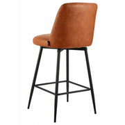 VEVOR BAR STOOL SET OF 3 98 CM SWIVEL KITCHEN CHAIRS BROWN PU