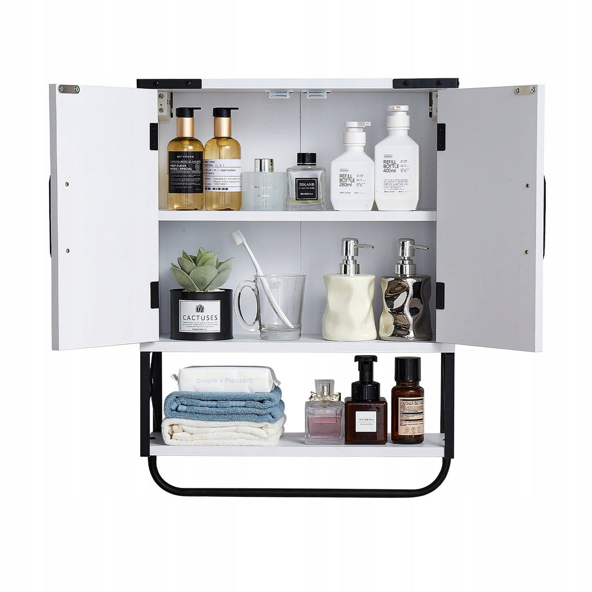VEVOR BATHROOM WALL CABINET WITH 2 DOORS AND ADJUSTABLE SHELVES, WHITE