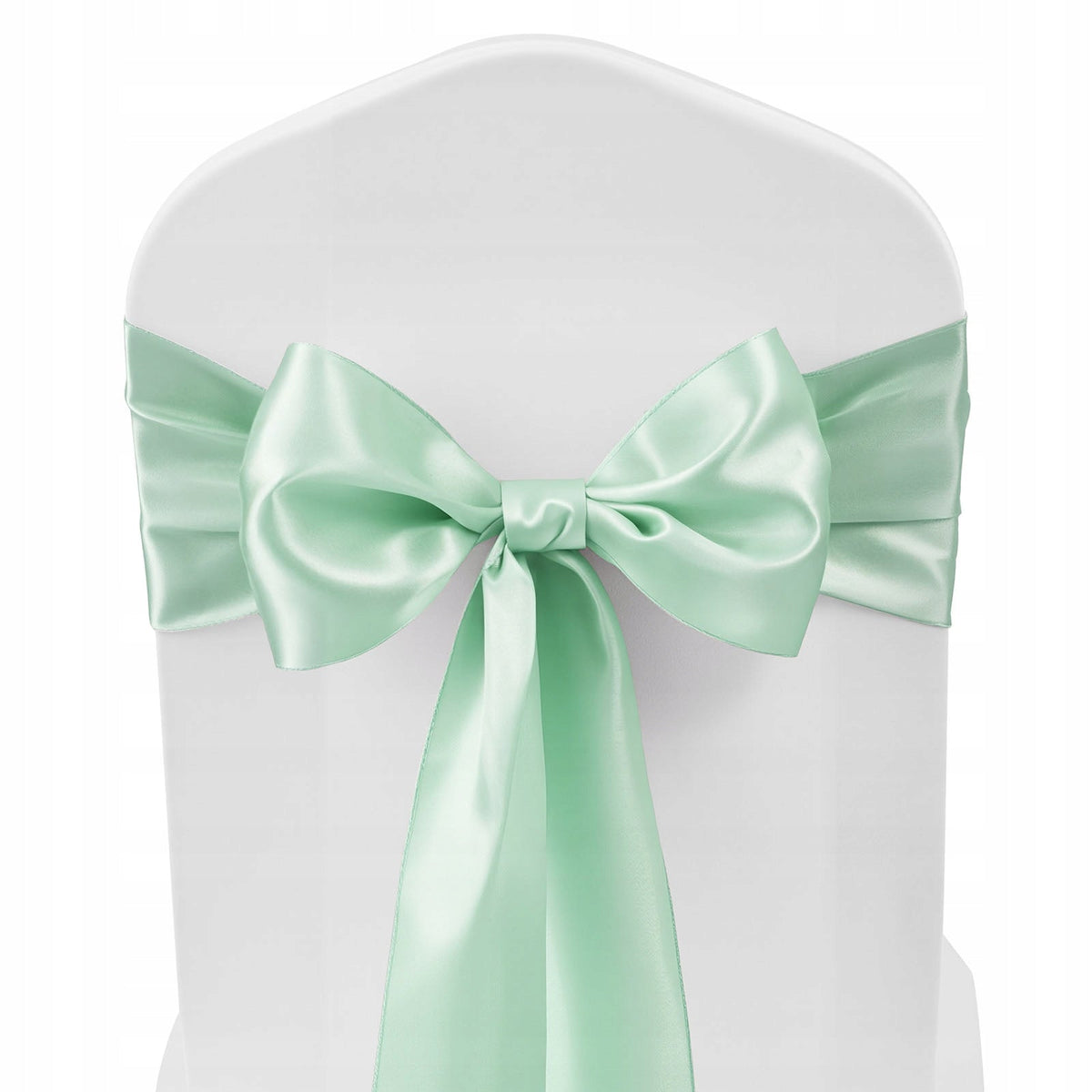 VEVOR SATIN CHAIR SASHES WITH BOWS 275X17CM 100PCS LIGHT GREEN