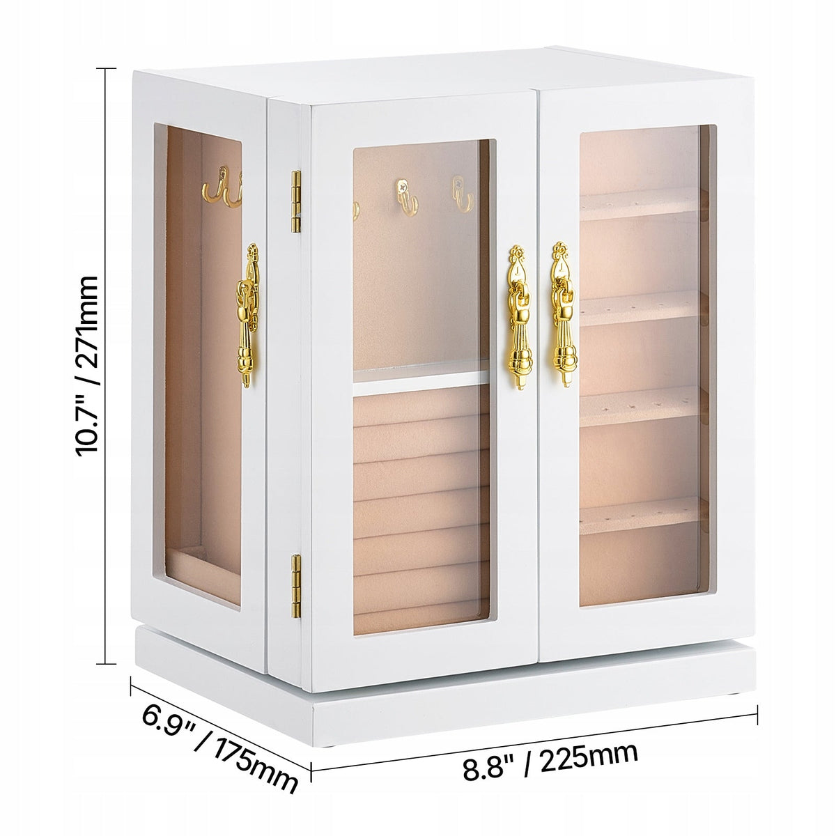 VEVOR JEWELRY BOX ROTATING 360 5 DRAWERS WHITE PREMIUM