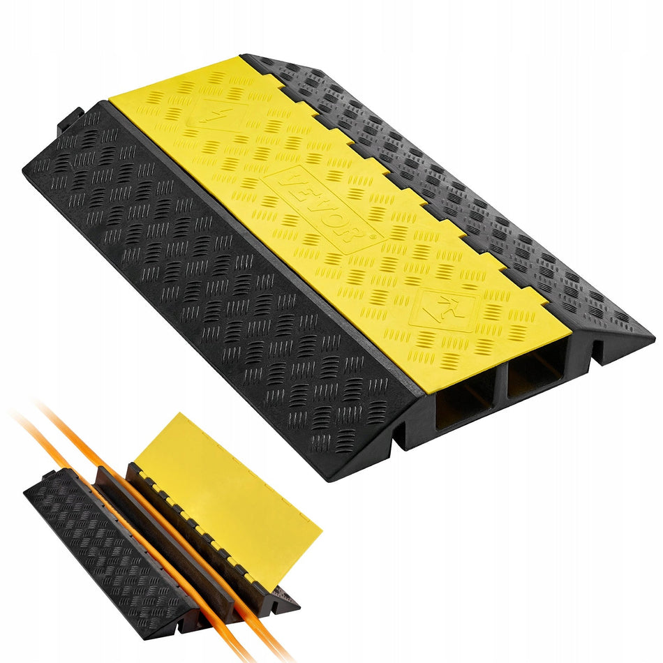 VEVOR CABLE PROTECTOR 950MM 2-CHANNEL RUBBER COVER HEAVY DUTY 9979KG