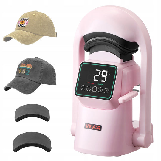 VEVOR AUTOMATIC CAP HEAT PRESS WITH 2 REPLACEABLE PLATENS 350W PINK
