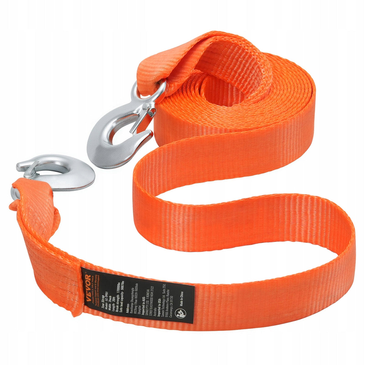 VEVOR ATV TOW STRAP 50 8 MM X 6 1 M HEAVY DUTY WITH HOOK POLYESTER 7711 KG