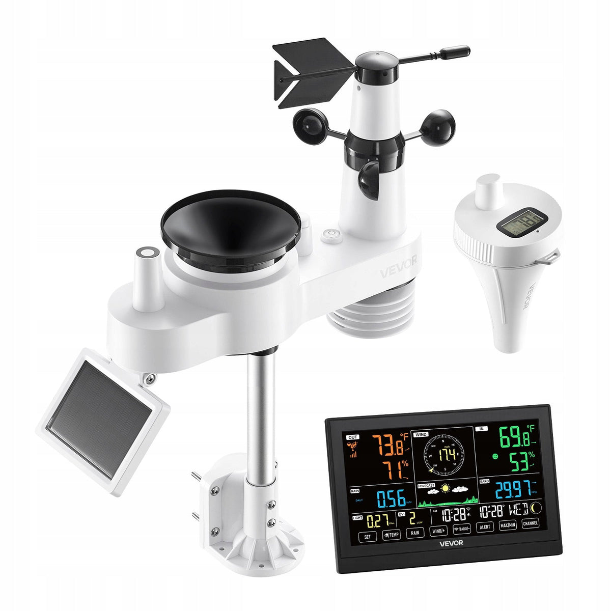 VEVOR WEATHER STATION 7-IN-1 WIFI APP 7.5-INCH DISPLAY STURDY