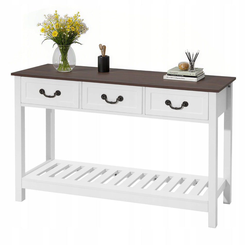 VEVOR NARROW 120 CM RUSTIC CONSOLE TABLE WITH DRAWERS AND STORAGE