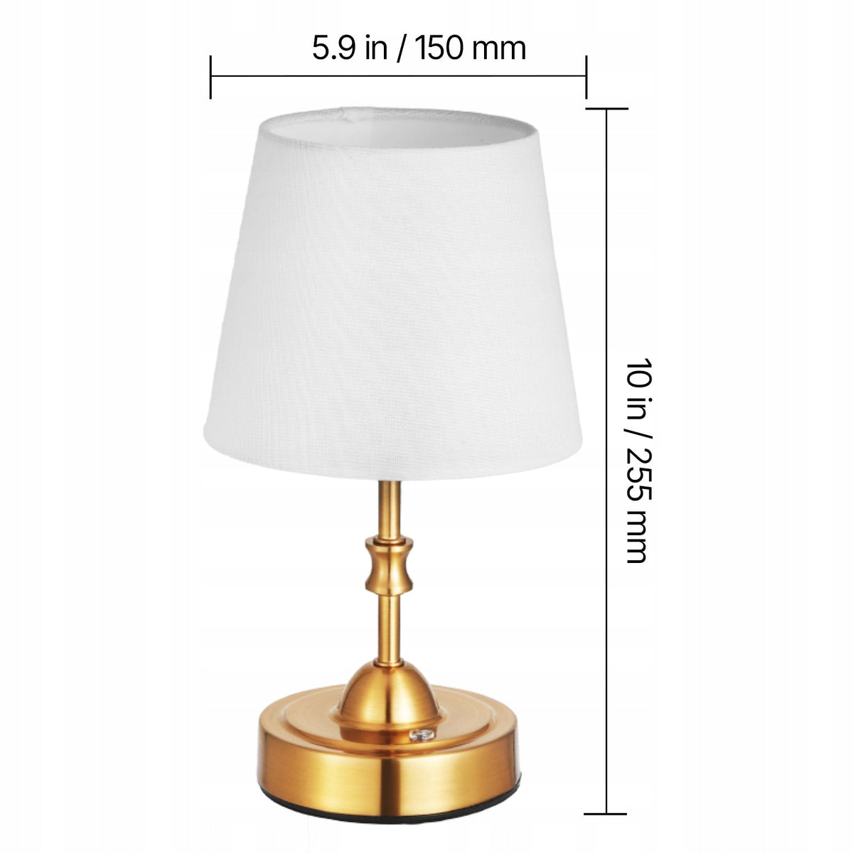 VEVOR CORDLESS TABLE LAMP WITH FABRIC SHADE 3 BRIGHTNESS LEVELS