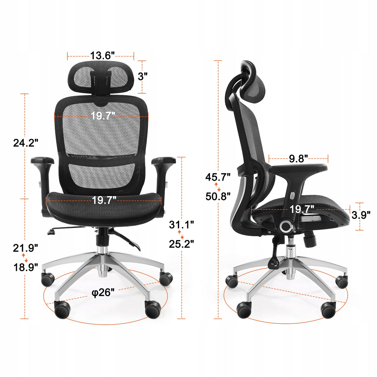 VEVOR ERGONOMIC OFFICE CHAIR WITH ADJUSTABLE HEADREST AND LUMBAR SUPPORT