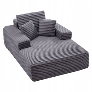 VEVOR 138 CM UPHOLSTERED RELAXATION LOUNGER SOFA WITH SLEEP FUNCTION GREY