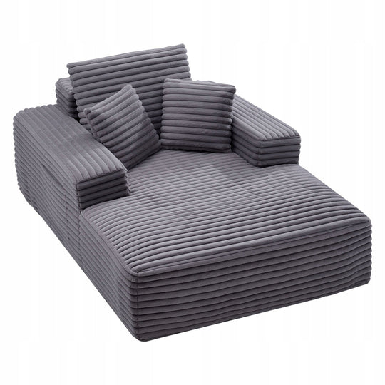 VEVOR 138 CM UPHOLSTERED RELAXATION LOUNGER SOFA WITH SLEEP FUNCTION GREY