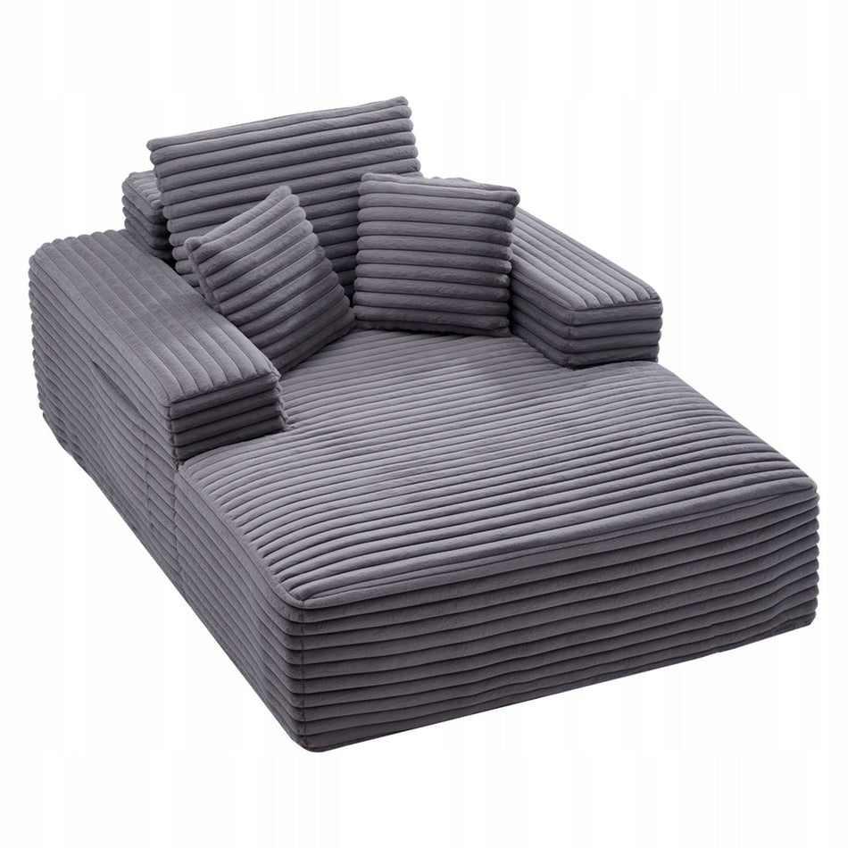 VEVOR 138 CM UPHOLSTERED RELAXATION LOUNGER SOFA WITH SLEEP FUNCTION GREY
