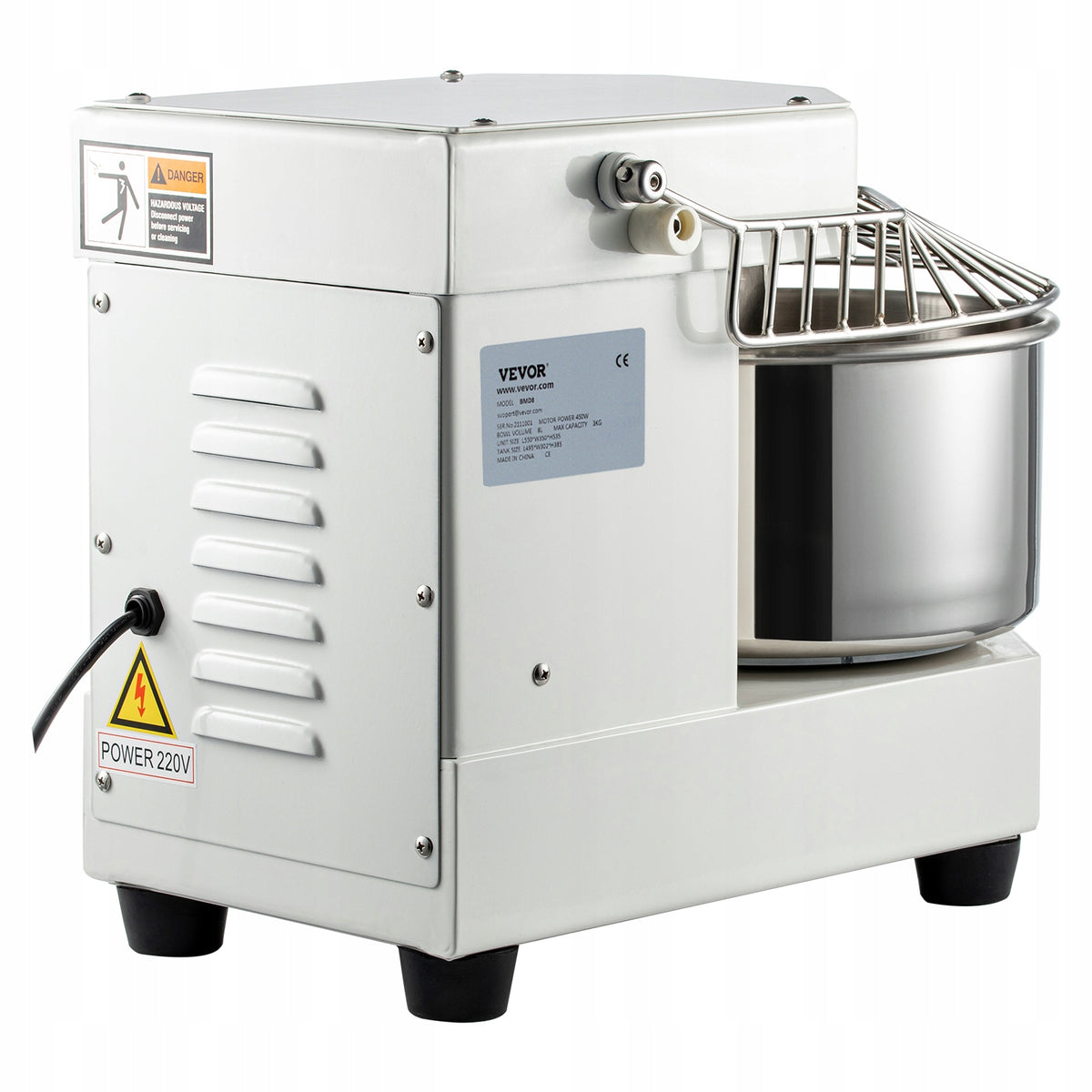 PROFESSIONAL VEVOR DOUGH KNEADER 8L STAINLESS STEEL MIXER