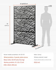 VEVOR 3-PIECE METAL FIREPLACE SCREEN 120X50.8X183 CM BLACK STURDY SCREEN