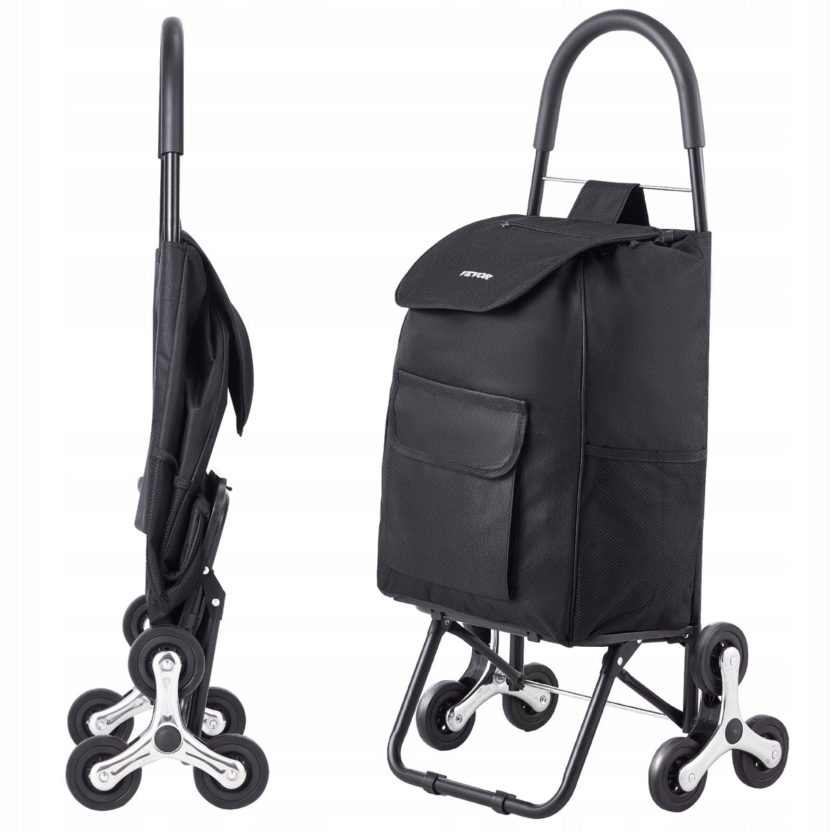 VEVOR PROFESSIONAL FOLDABLE STAIR CLIMBER TROLLEY 36L 6 WHEELS 450X350X965 MM BLACK