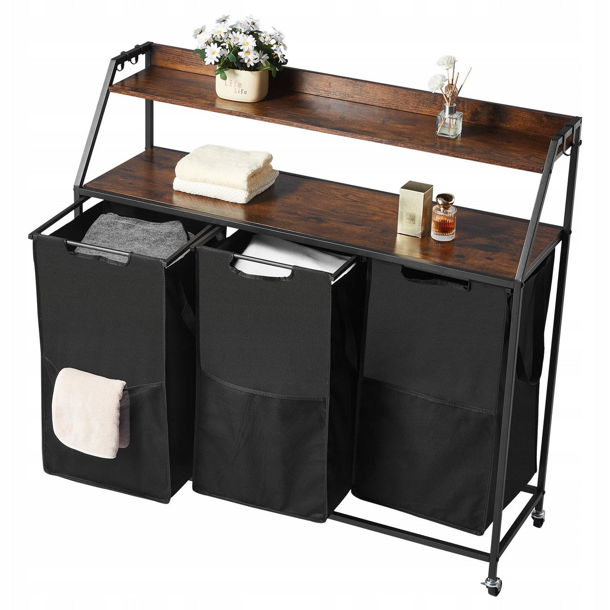 VEVOR LAUNDRY SORTER WITH 3 COMPARTMENTS OXFORD FABRIC STURDY