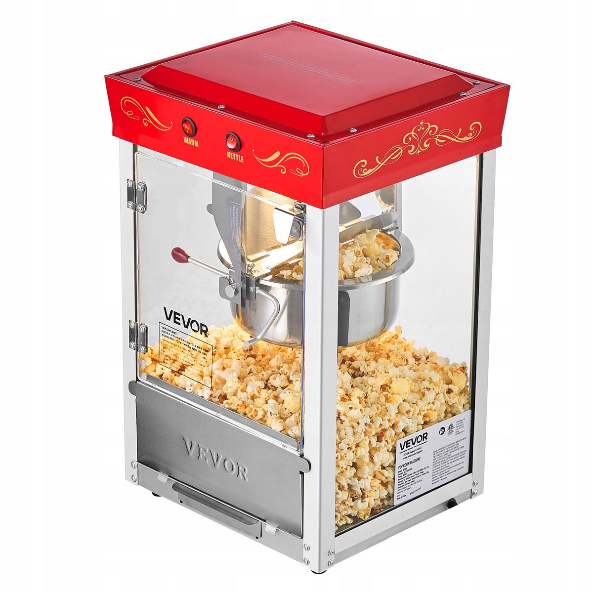 PROFESSIONAL POPCORN MACHINE VEVOR 800W STAINLESS STEEL KETTLE 48