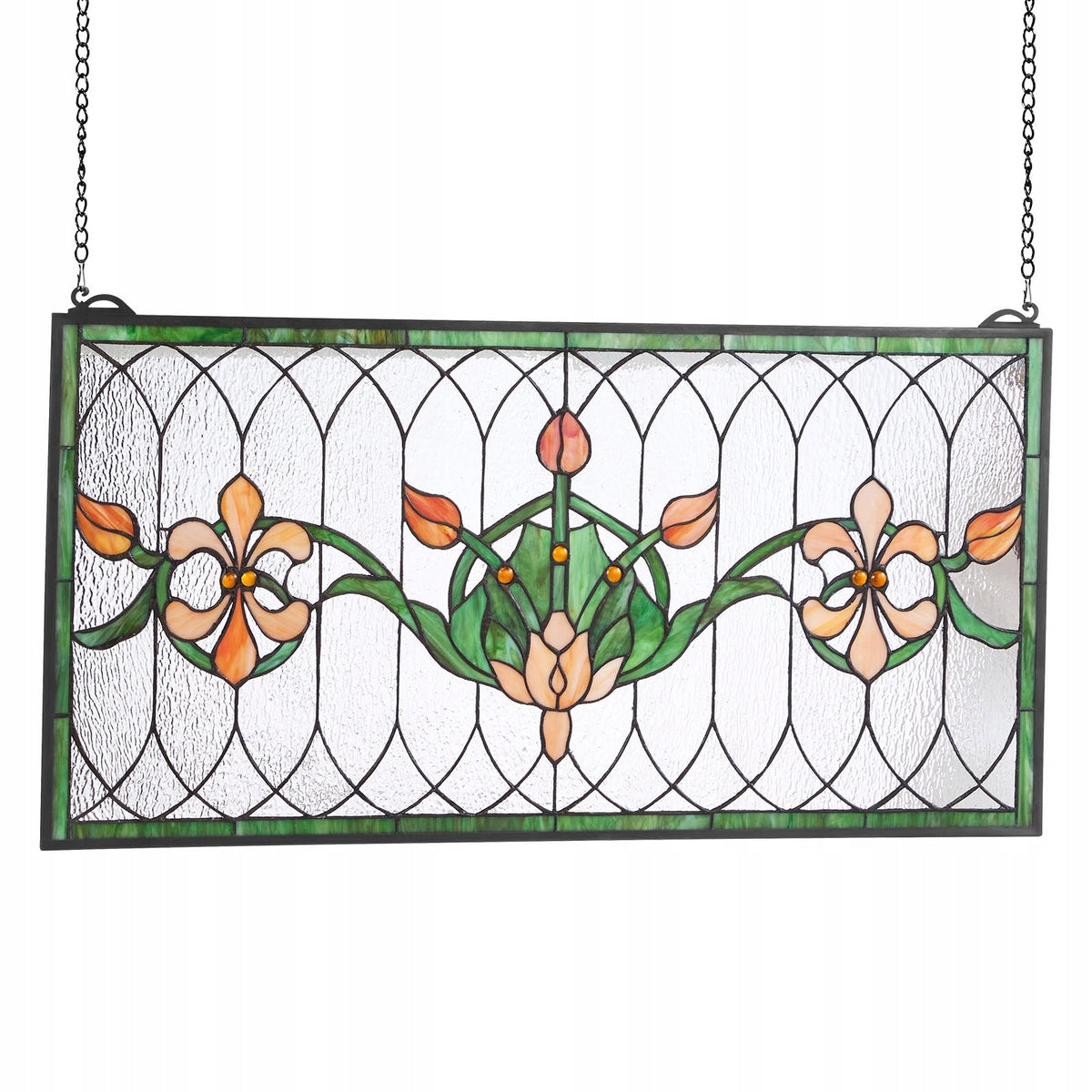 VEVOR Stained Glass Panel 810x433 MM Hanging Glass with Chain Sturdy Decor