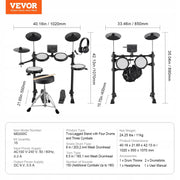 VEVOR ELECTRONIC DRUM SET 15 KITS 150 SOUNDS USB MIDI