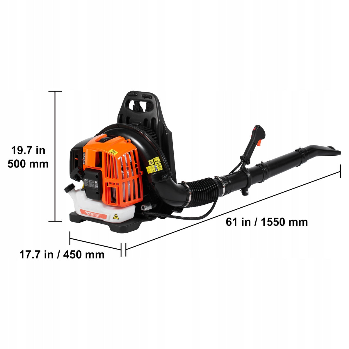VEVOR 63CC 2-Stroke Gasoline Backpack Leaf Blower Powerful