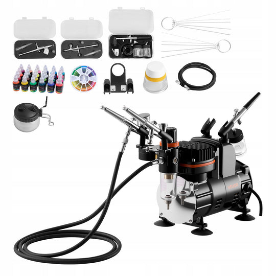 VEVOR AIRBRUSH KIT 1 6 HP COMPLETE 3 AIRBRUSH GUNS PAINT COMPRESSOR