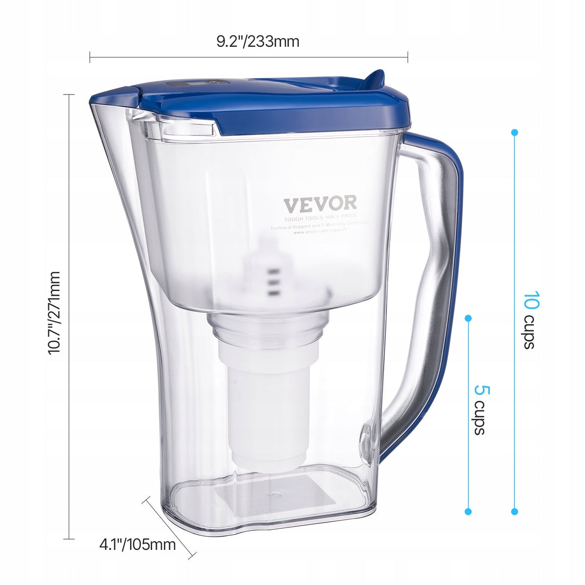 VEVOR 9-CUP WATER FILTER PITCHER TIMER STRONG FILTRATION