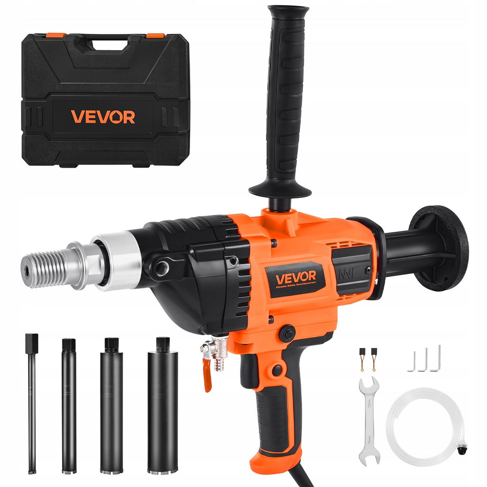 VEVOR 2000W DIAMOND DRILL HANDHELD 20-160MM 4 DRILL BITS PROFESSIONAL