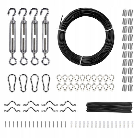VEVOR STEEL WIRE ROPE 2.38MM 50.3M STAINLESS STEEL 304 ALL-INCLUSIVE KIT