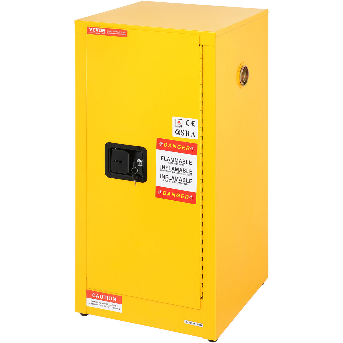 VEVOR 16-GALLON FLAMMABLE LIQUID SAFETY CABINET 460X460X900MM