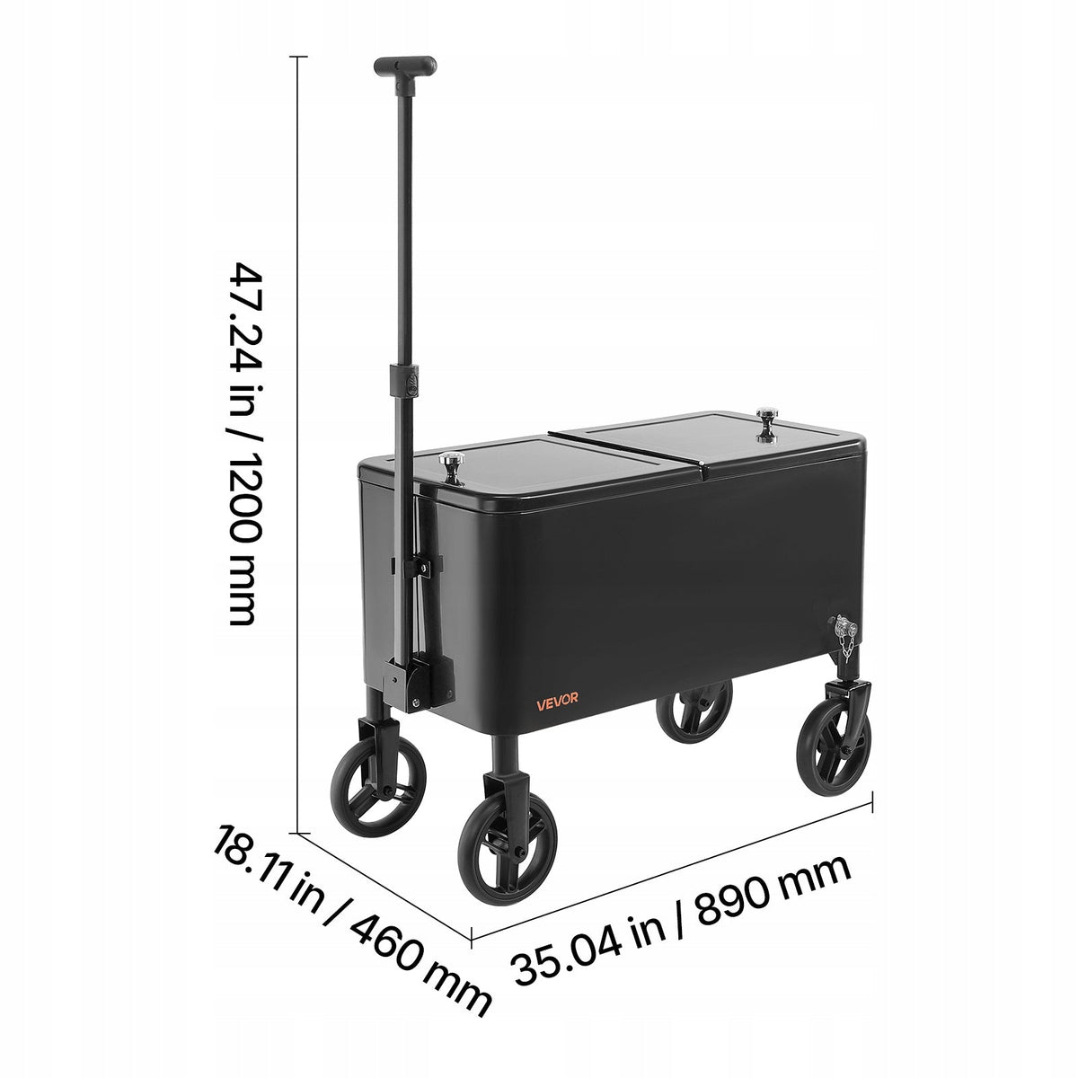 VEVOR COOLER CART 75.71L FOR DRINKS UP TO 50 BOTTLES 110 CANS DURABLE