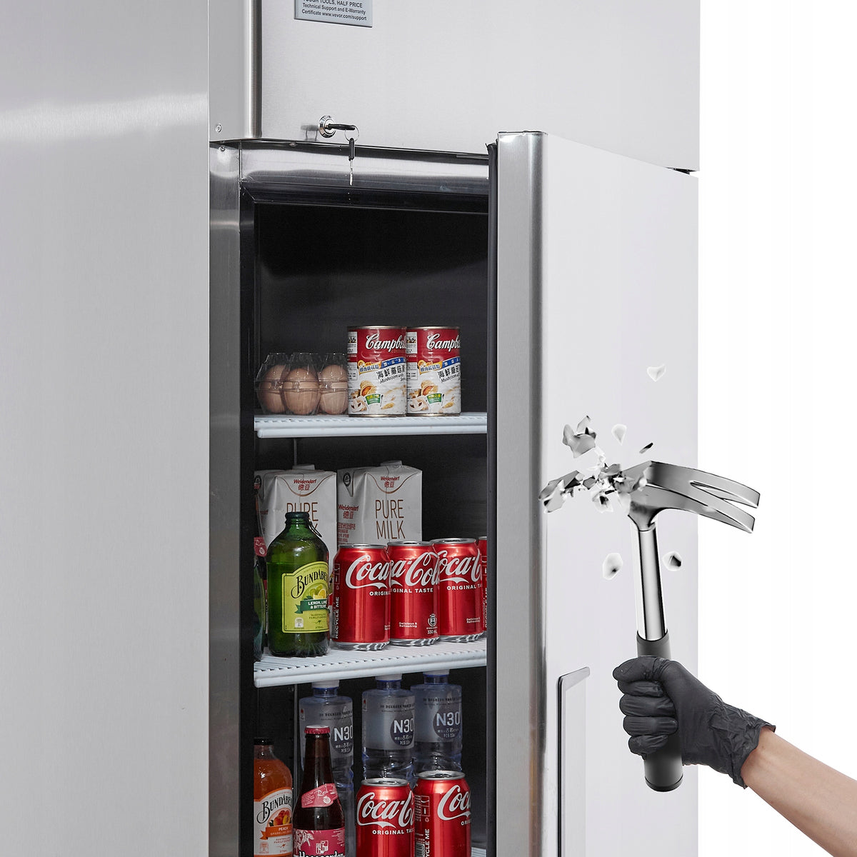 VEVOR 570L SINGLE DOOR COMMERCIAL REFRIGERATOR STAINLESS STEEL DIGITAL