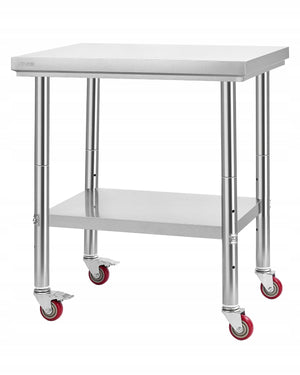 VEVOR STAINLESS STEEL WORK TABLE 76X60 CM ADJUSTABLE STURDY