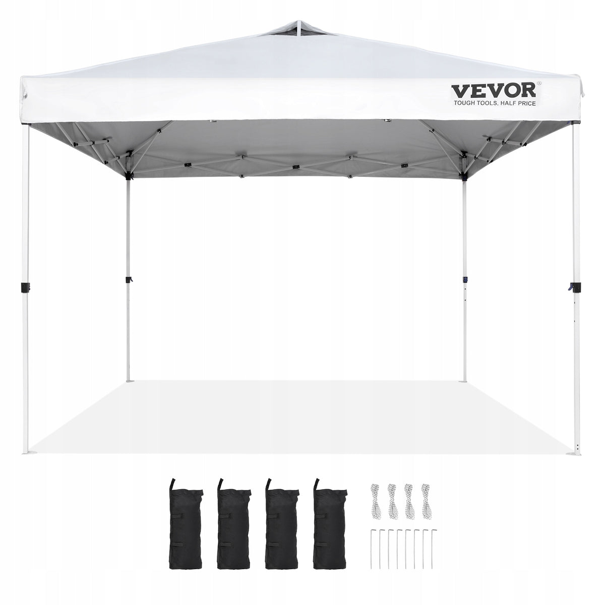 VEVOR FOLDABLE GARDEN GAZEBO 304X304 CM WHITE STEEL FRAME 250D PU