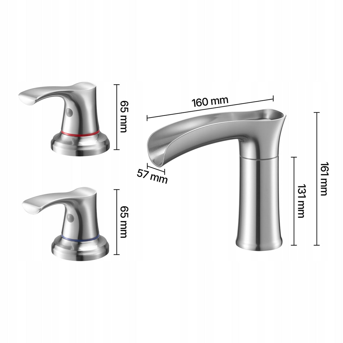 VEVOR ROMAN TUB FAUCET SET 3 HOLE 2 HANDLES SILVER STRONG