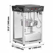 PROFESSIONAL POPCORN MACHINE VEVOR 8 OZ 800W BLACK STAINLESS STEEL