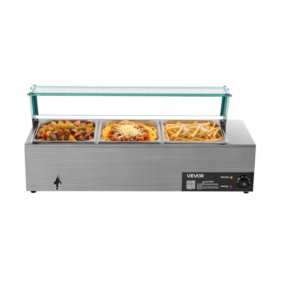 VEVOR PROFESSIONAL COMMERCIAL FOOD WARMER 3 BINS 1500W