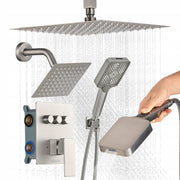 PROFESSIONAL SHOWER SET VEVOR 12 INCH RAINFALL SHOWER HEAD 4-IN-1 HANDHELD SHOWER