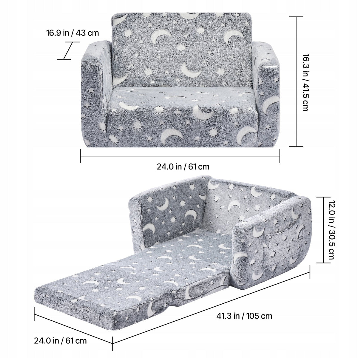 VEVOR FOLDABLE CHILDREN'S SOFA CHILD'S ARMCHAIR SPONGE FABRIC GLOWING