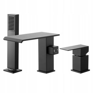 VEVOR ROMAN 3-HOLE BATHTUB FAUCET MATTE BLACK WATERFALL SET