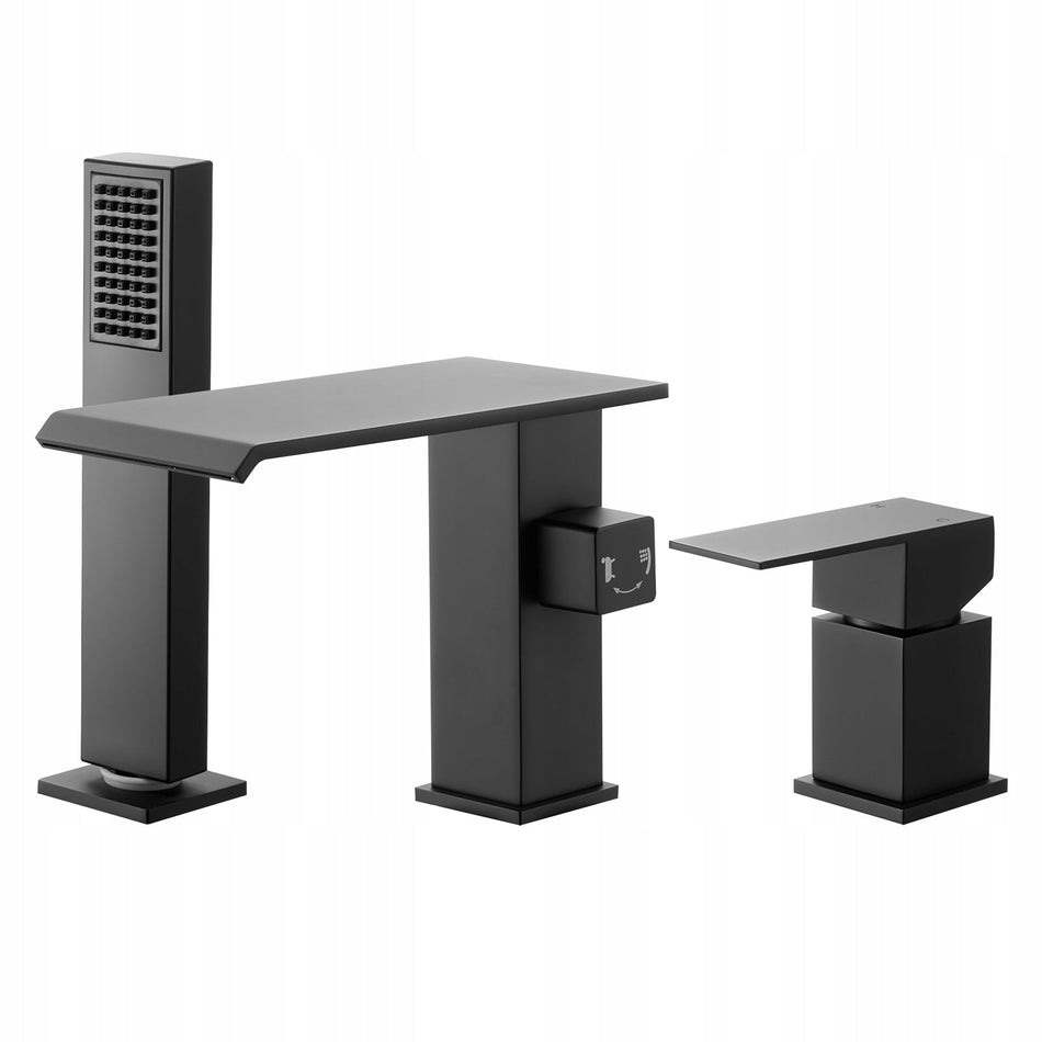 VEVOR ROMAN 3-HOLE BATHTUB FAUCET MATTE BLACK WATERFALL SET