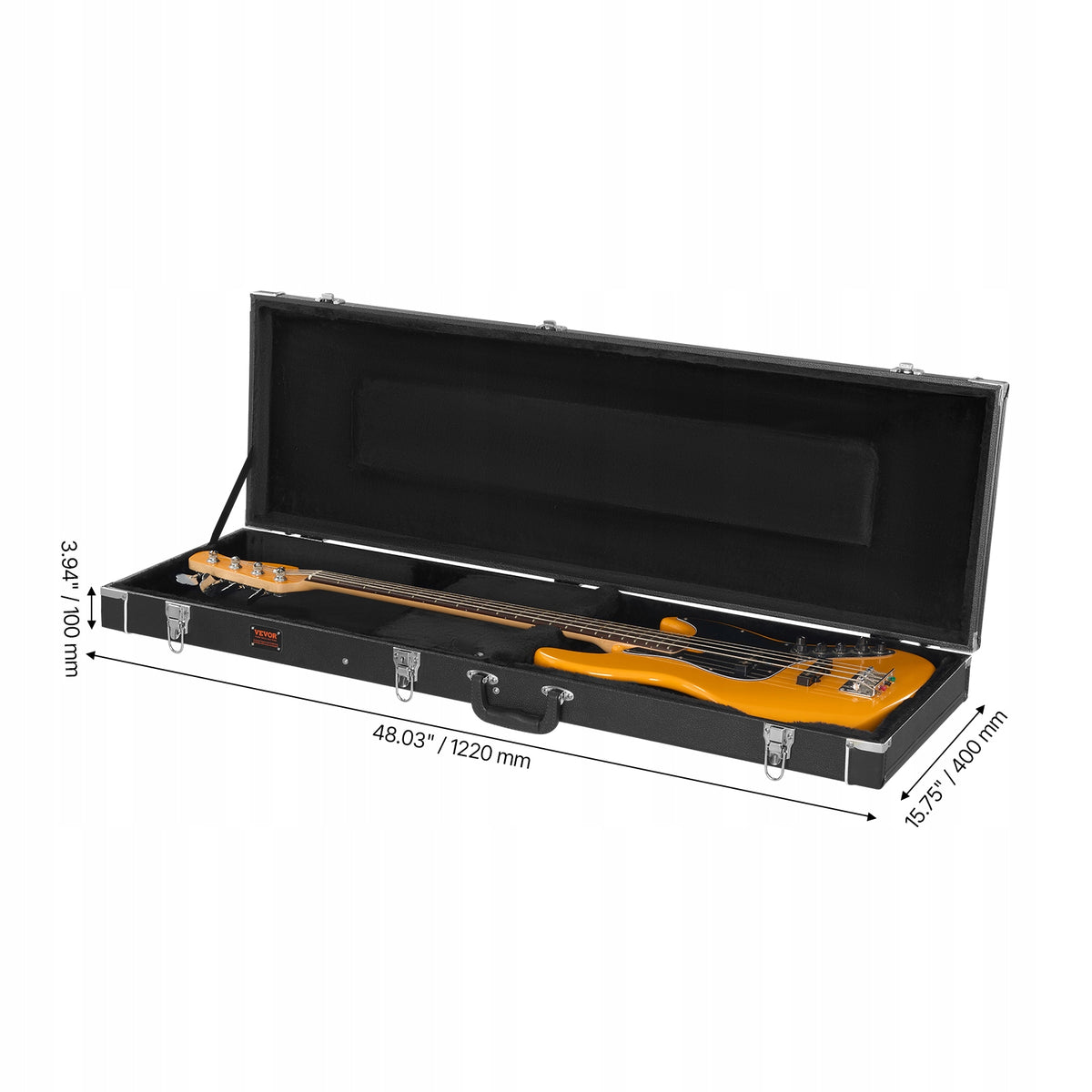VEVOR BASS GUITAR HARD CASE 122 CM WATERPROOF WITH LOCK