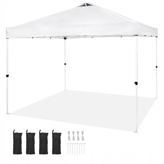 VEVOR FOLDABLE GARDEN GAZEBO 304X304 CM WHITE STEEL FRAME 250D PU